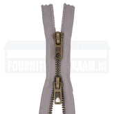 Rits dubbel deelbaar | Opti | metaal M60 brons | 75 cm | 004 grijs Dubbel Deelbare Rits OPTI - DD - M60 - BRONS - 75 - CM - 004 - GRIJS